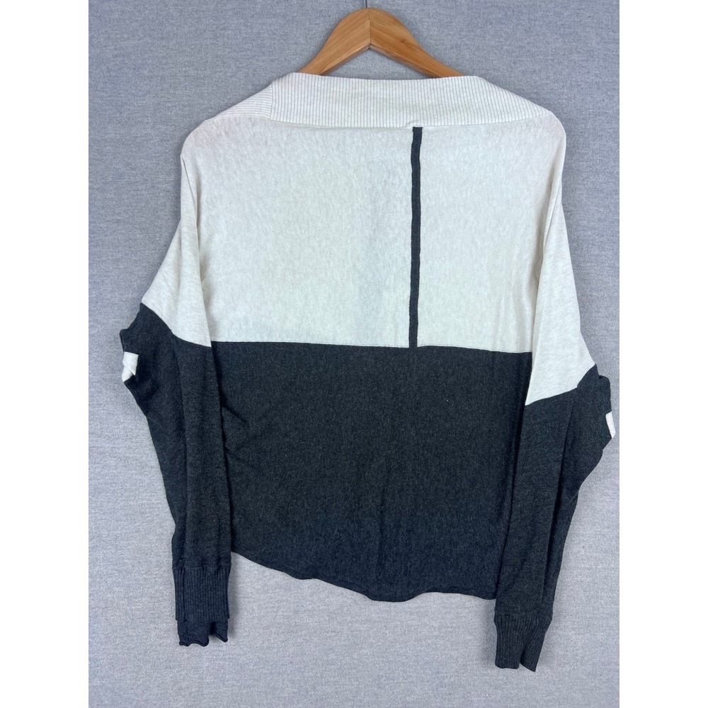 Lululemon Athletica Women 6 Colorblock Cotton Cardigan Sweater Gray Cream Button - Picture 2 of 5